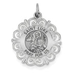 Saint Luke Round Filigree Religious Medal
