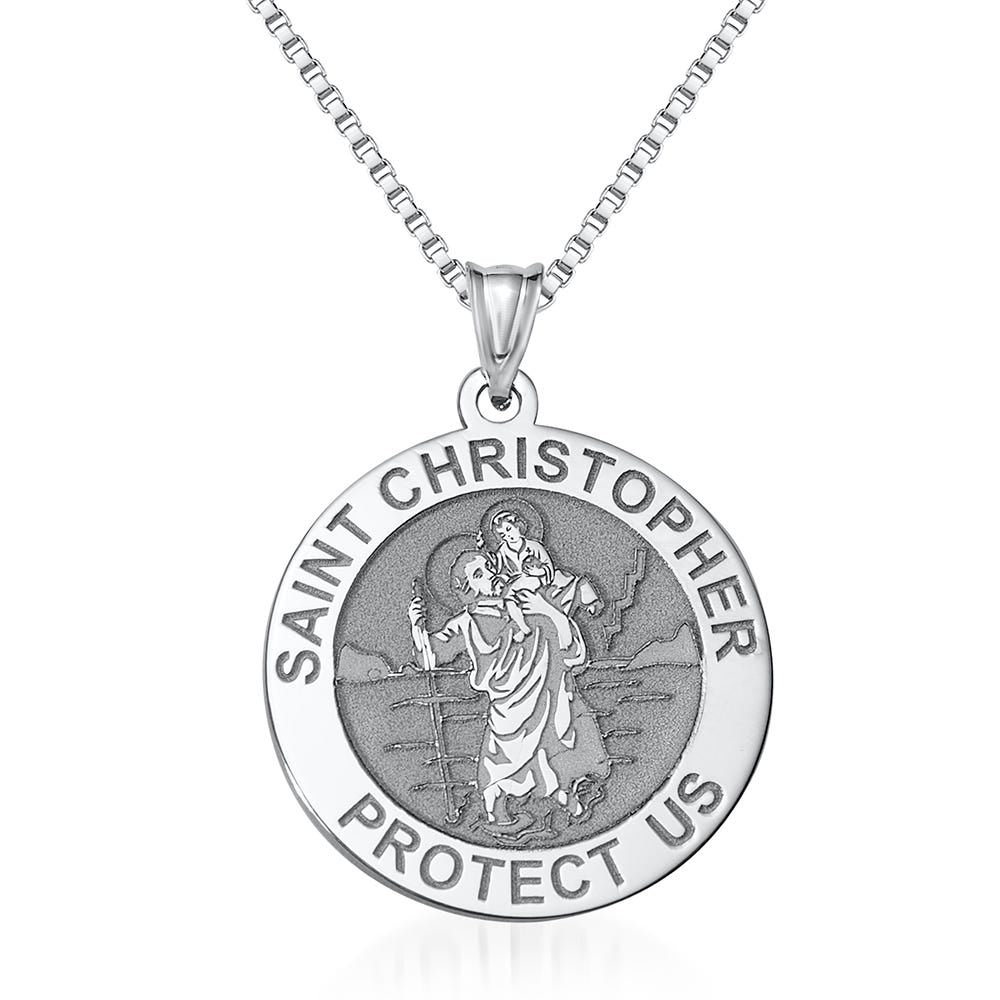 Saint Christopher Religious Round Medal