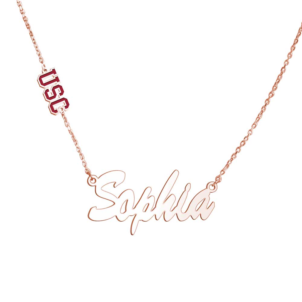 Usc Color Enamel Custom Charm Name Necklace