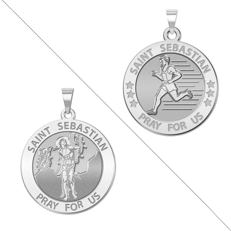 Male Track And Runner - Saint Sebastian Doubledside Sports Religious Medal