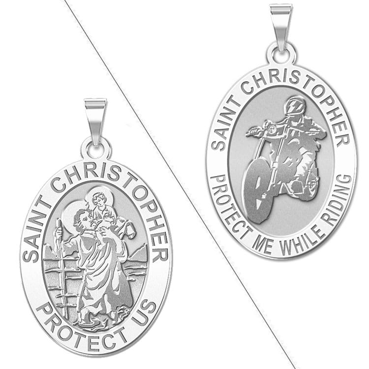 Saint Christopher " Protect Me While Riding" Doubledside Motorcycle Religious Medal