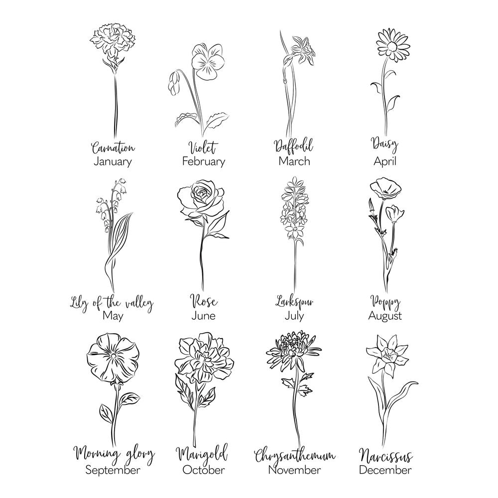Personalized Birth Flower Clover Necklace