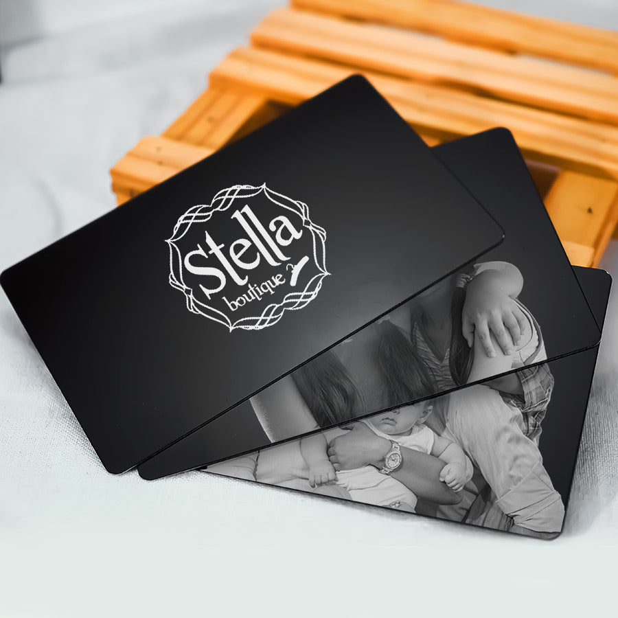 Black Stainless Steel Laser Photo Business Card