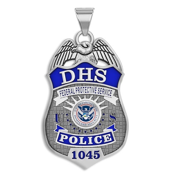 Personalized Department of Homeland Security Badge with Your Number, Your Rank, and Blue Enamel