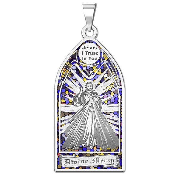 Divine Mercy Stained Glass Religious Medal