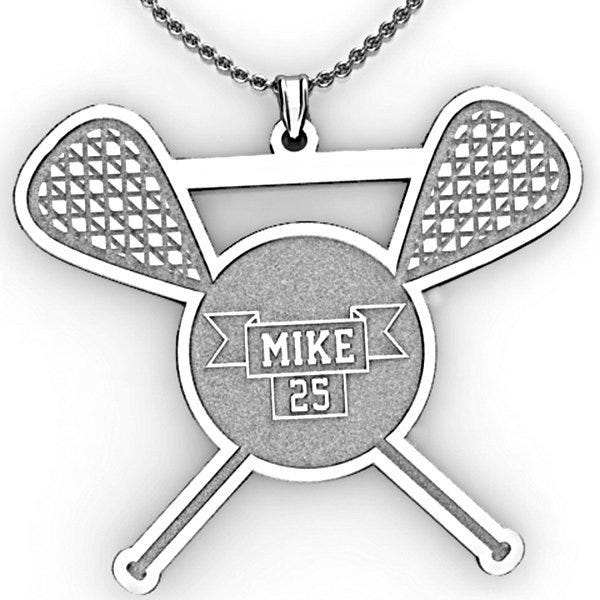 V In Numerals Personalized Lacrosse Pendant with Name & Number | PicturesOnGold.com