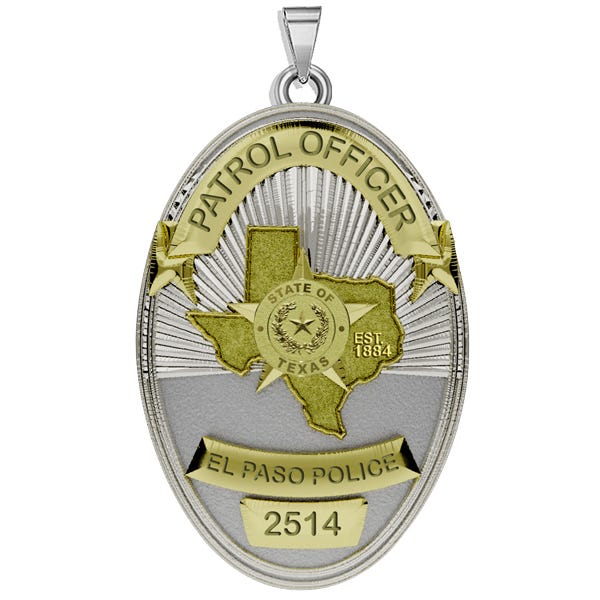 Personalized El Paso Texas Police Badge with Your Rank and Number
