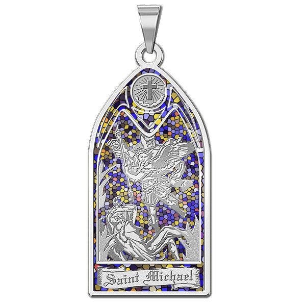 Saint Michael - Stained Glass Religious Medal