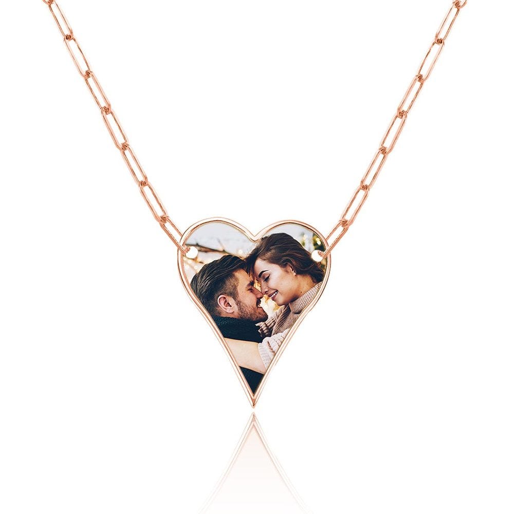 Photo Engraved Heart Necklace with 18" Chain Included