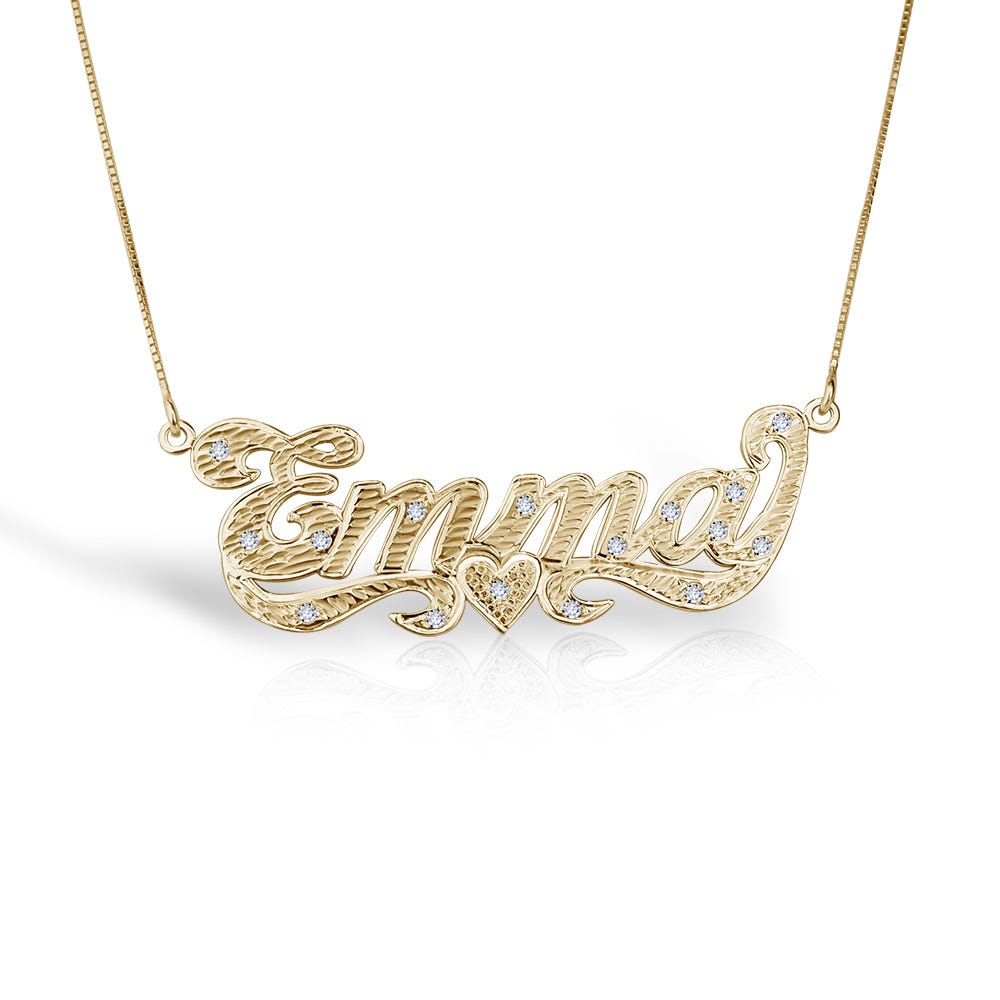 Diamond-Cut Script Name Necklace with CZ