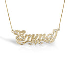 Diamond-Cut Script Name Necklace with CZ