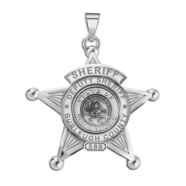 Personalized 5-Point Star North Dakota Deputy Sheriff Badge with Rank, Number & Dept.