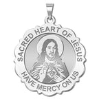 Sacred Heart of Jesus Scalloped Religious Medal