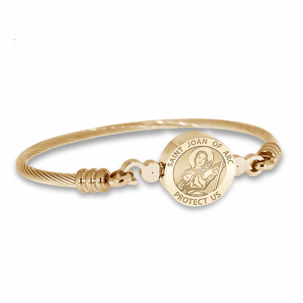 Stainless Steel Saint Joan Of Arc Bangle Bracelet