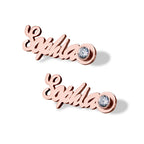 Script Name Earrings with Birthstone