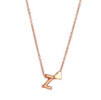 Petite Heart Initial Necklace with 18" Rolo Chain