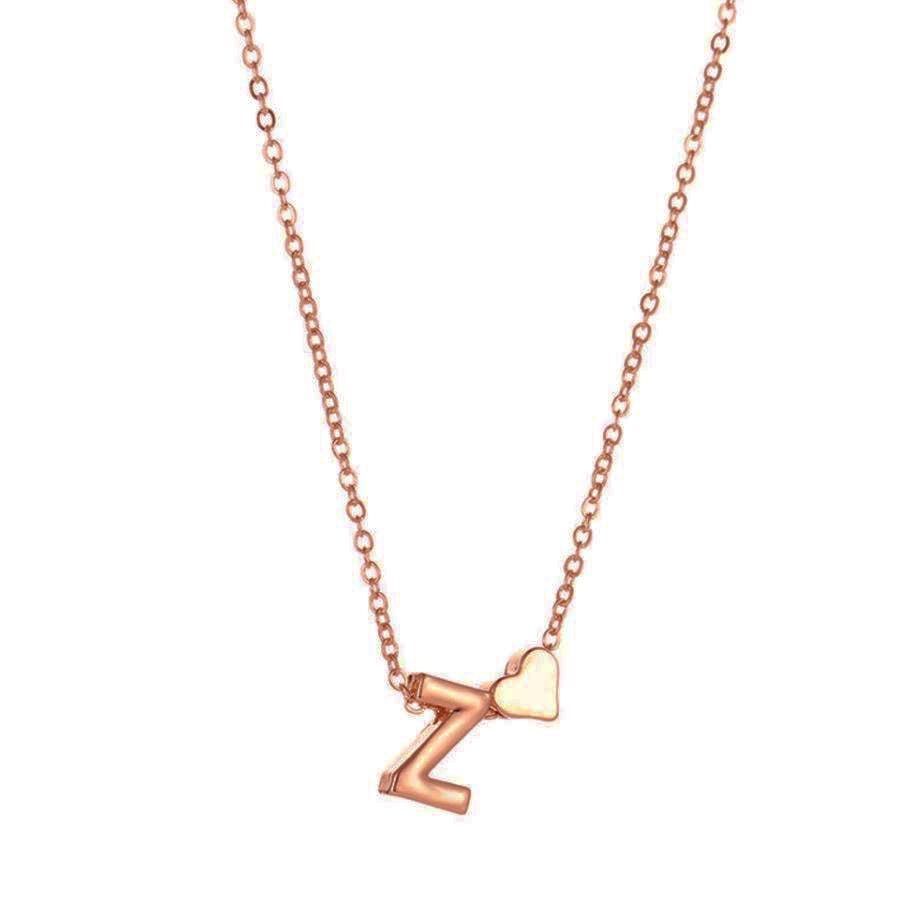 Petite Heart Initial Necklace with 18" Rolo Chain