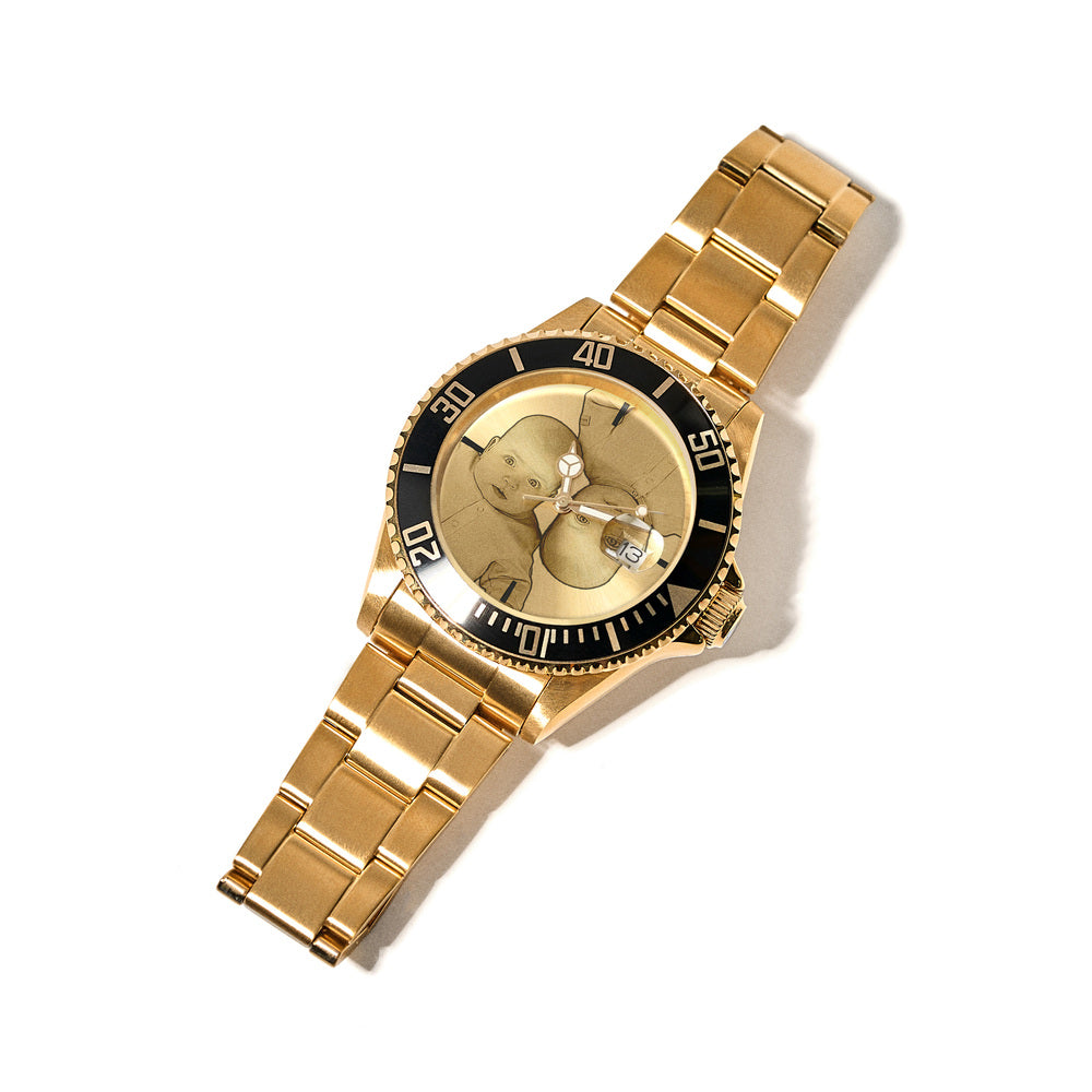Men's Photo Engraved Watch with Black Dial