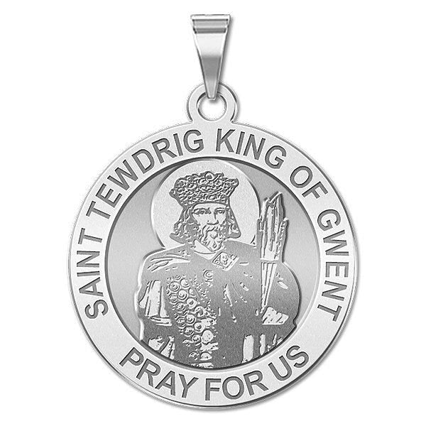 Saint Tewdrig King of Gwent Round Religious Medal