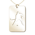 Hockey Player Cut-Out Rectangle Pendant