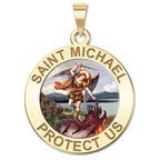 Saint Michael Round Religious Medal "Color"