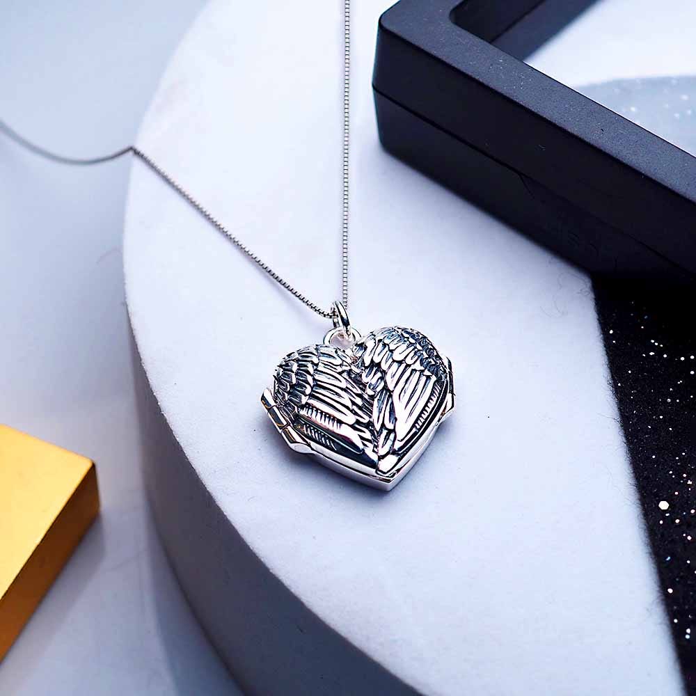 Angel Wing Heart Photo Locket