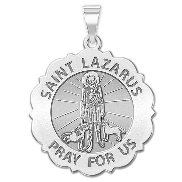 Saint Lazarus Religious Scalloped Round Medal