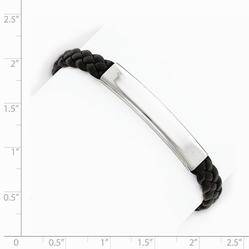 Custom Engraved Sterling Silver Women's Leather ID Bracelet