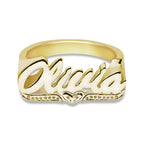 Personalized Script Name Ring with Heart Design