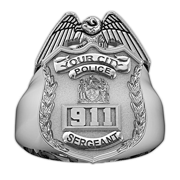 New York Police Sergeant Badge Ring with Number & Department