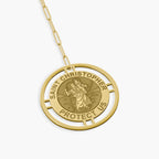 Round Saint Christopher Medal with Open Border Necklace