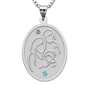 Mother with Two Daughters - Oval Pendant with Birthstones