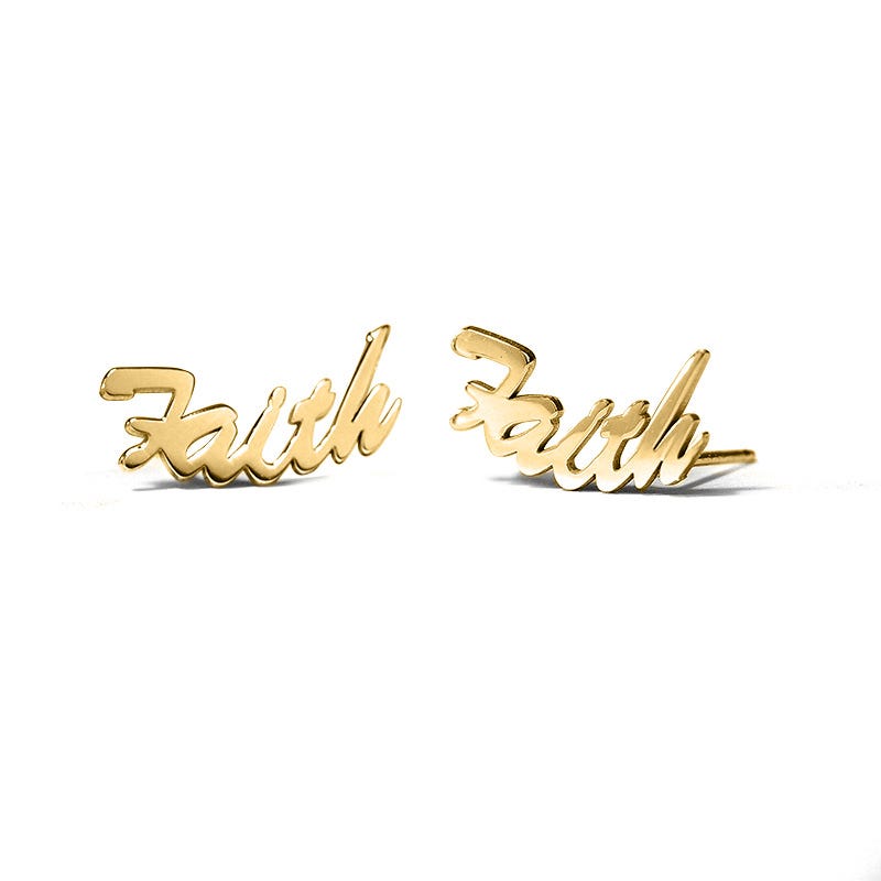 Pair of Script Faith Earrings