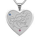 Mother with Three Sons - Heart Pendant with Birthstones