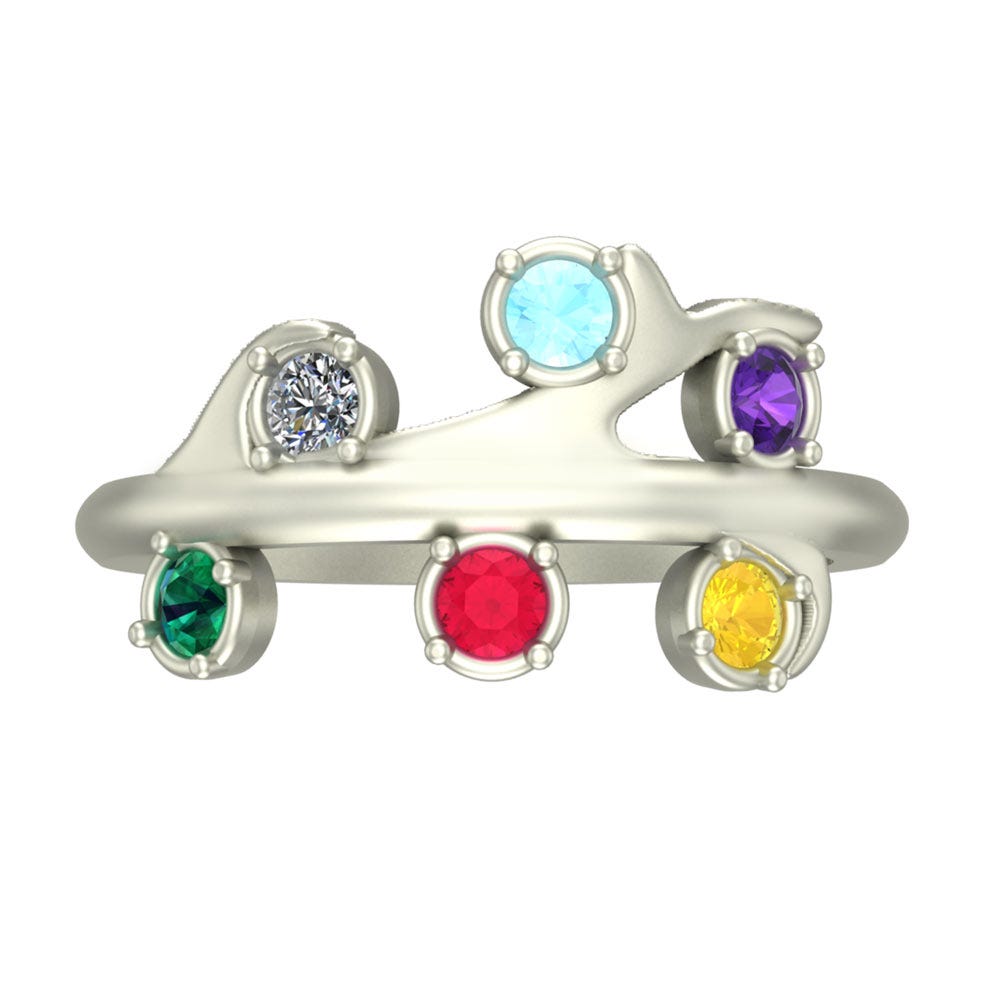 Family Tree Branch Ring with Up to 6 Birthstones