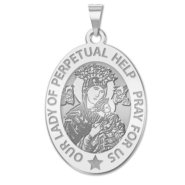 Our Lady of Perpetual Help Religious Medal Oval
