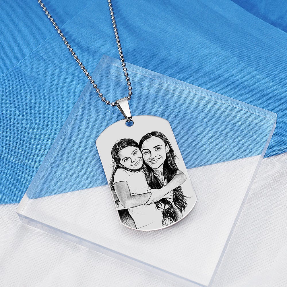 Stainless Steel Dog Tag Photo Pendant