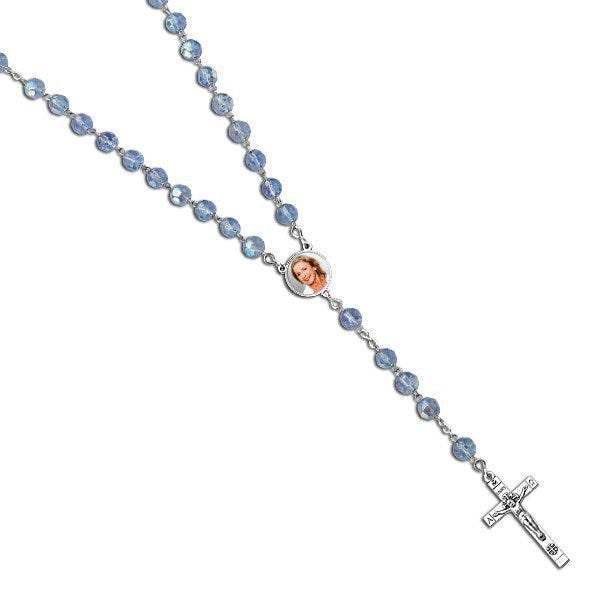 Sterling Silver Round Rosary Bead Necklace