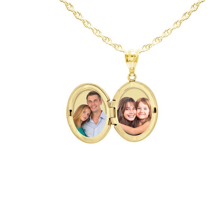 14K Gold Filled Mom Oval Photo Locket