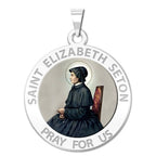 Saint Elizabeth Seton Round Religious Medal "Color