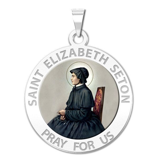 Saint Elizabeth Seton Round Religious Medal "Color
