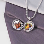 Round Floral Photo Locket With 18" Chain