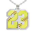 Color Enameled Softball Number Charm or Pendant with 2 Digits