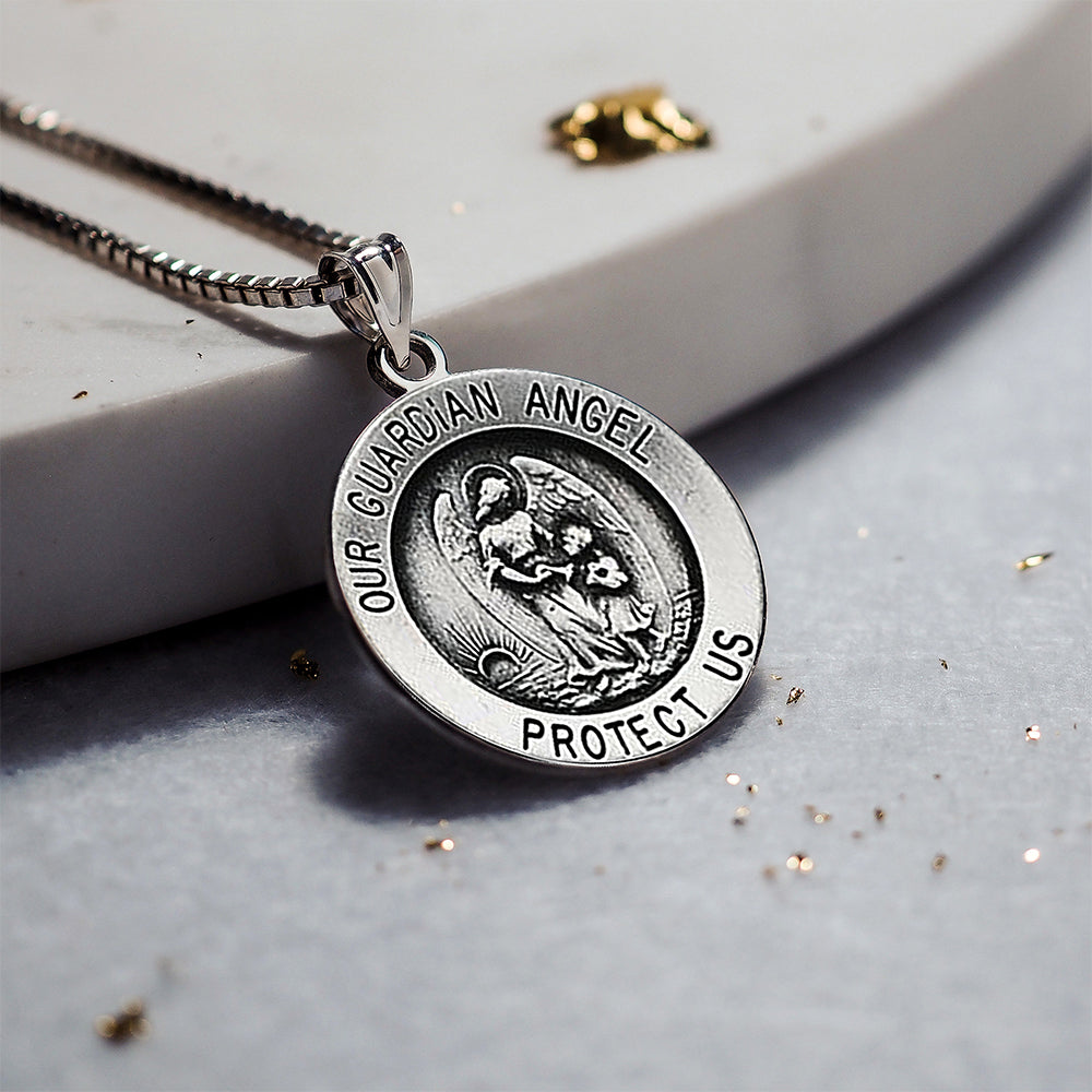 Round Guardian Angel Medal