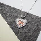 Silver and CZ Premium Heart Photo Pendant