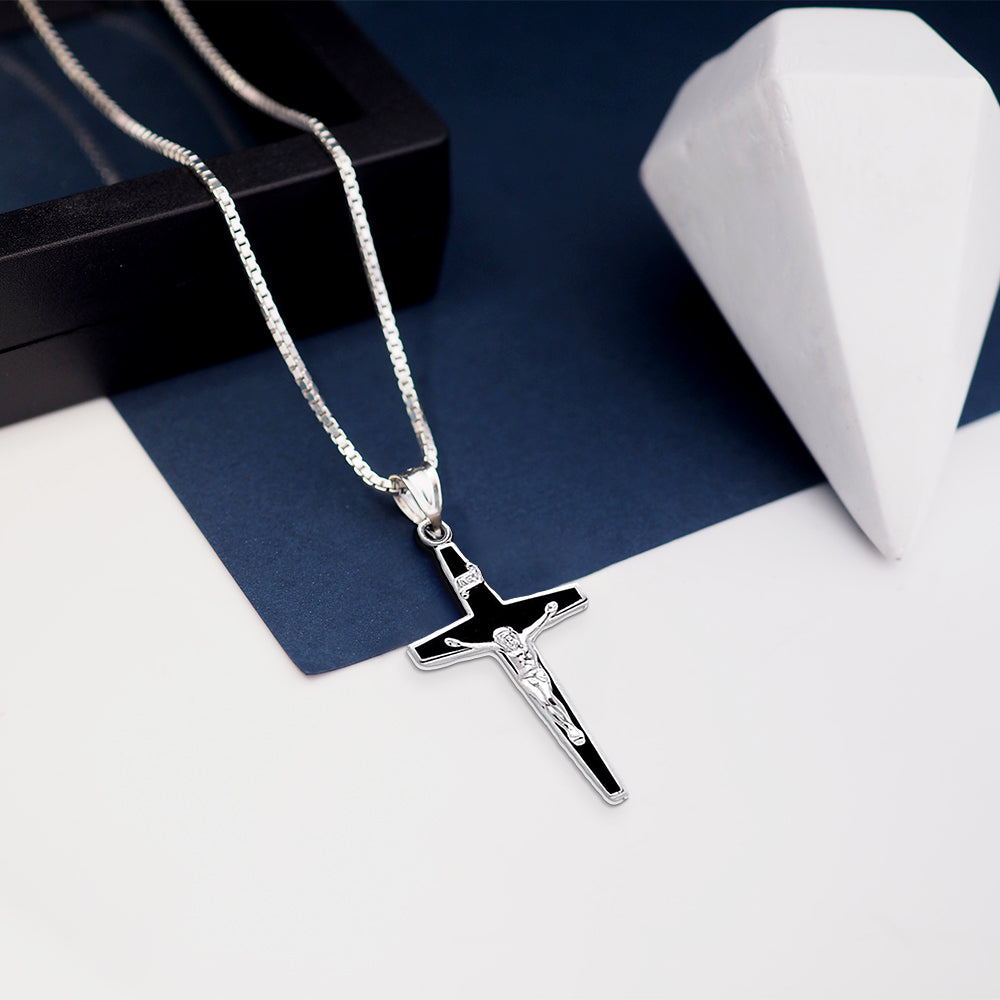 Sterling Silver Enameled Crucifix Charm