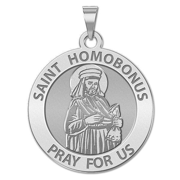 Saint Homobonus Round Religious Medal