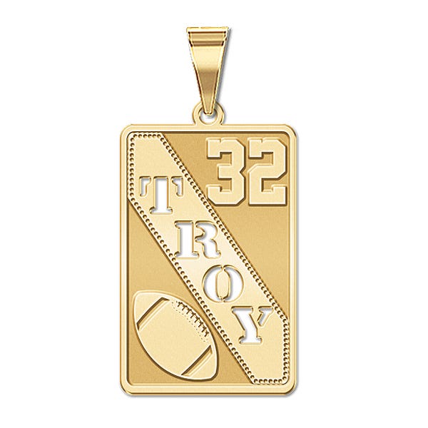 Personalized Football Pendant with Cut-Out Name & Number