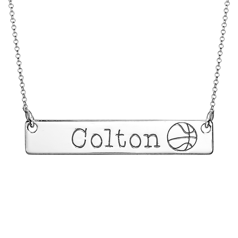 Personalized Horizontal Basketball Name Bar with Adjustable Chain