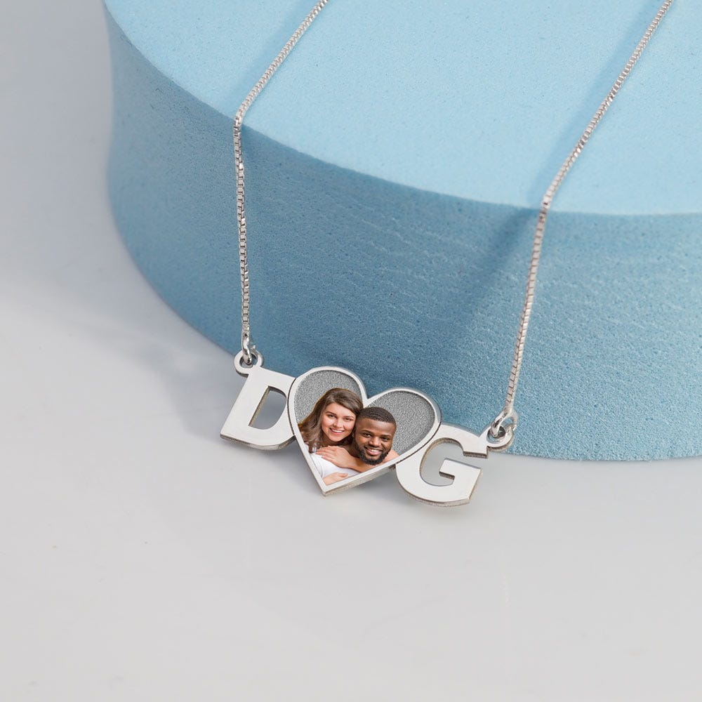 Initial Photo Heart Pendant